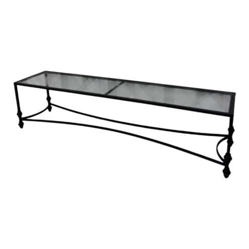 طاولة تلفزيون عصرية فاخرة بسطح زجاجي وإطار معدني انيق 180سم