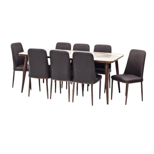 طاولة طعام رخام مع 8 كراسي مبطنة فاخرة وحديثة بعدة اللوان 