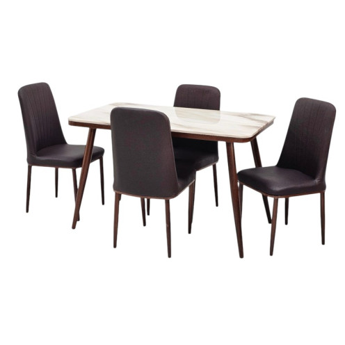 طاولة طعام رخام مع 4 كراسي مبطنة فاخرة وحديثة بعدة اللوان