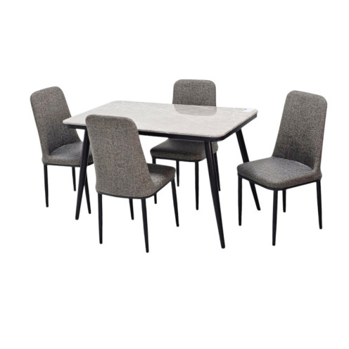 طاولة طعام رخام مع 4 كراسي مبطنة فاخرة وحديثة بعدة اللوان