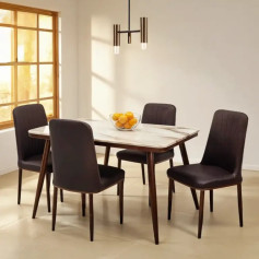 طاولة طعام رخام مع 4 كراسي مبطنة فاخرة وحديثة بعدة اللوان