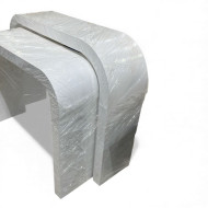 A stylish and modern entryway set featuring a contemporary and minimalist design with a distinctive white U-shaped edge.