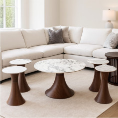 طقم طاولات فاخرة بسطح سيراميك باللون البني 1 + 4 حديثة 