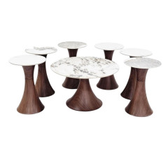 طقم طاولات فاخرة بسطح سيراميك باللون البني 1 + 6 حديثة 