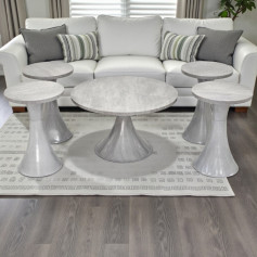 طقم طاولات حديثة مصنوع من الخشب باللون الرمادي1 + 4 حديثة 