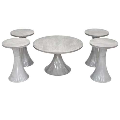 طقم طاولات حديثة مصنوع من الخشب باللون الرمادي1 + 4 حديثة 