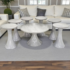 طقم طاولات حديثة مصنوع من الخشب باللون الرمادي1 + 6 حديثة 