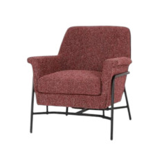 كرسي مفرد قماش بذراعين مريح وحديث باللون الاحمر الفاتح