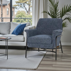 كرسي مفرد قماش بذراعين مريح وحديث باللون الكحلي الفاتح 