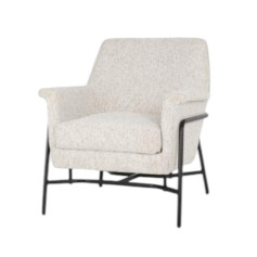 كرسي مفرد قماش بذراعين مريح وحديث باللون الابيض  