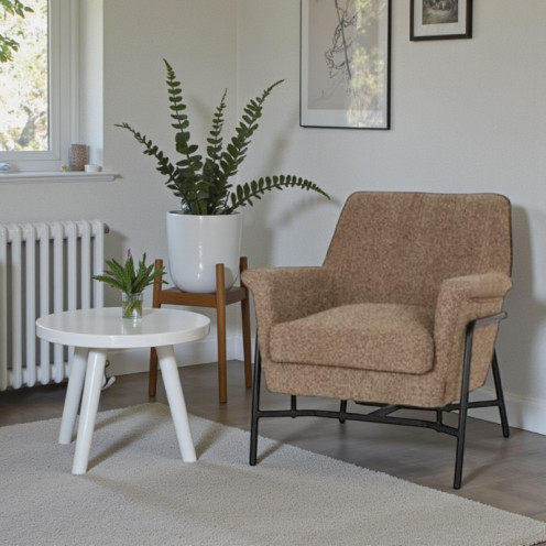 كرسي مفرد قماش بذراعين مريح وحديث باللون البني