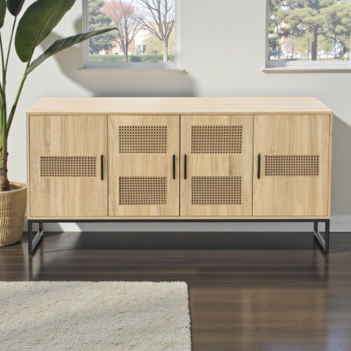 دولاب بوفية خشب حديث وعصري باللون الخشبي 180سم