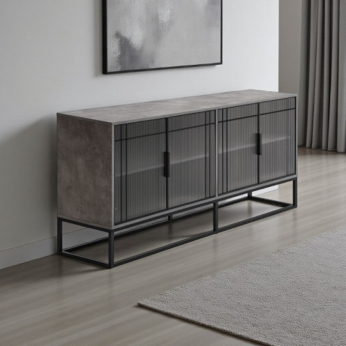 دولاب بوفية خشب حديث وفاخر باللون الرمادي 180+80+40 سم