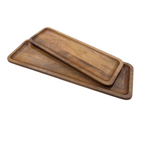 صواني خشبية أنيقة طقم مكوّن من قطعتين خشب هندي طبيعي 