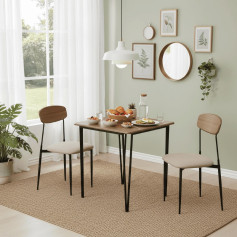 طاولة طعام خشب انيقة لشخضين 2 كراسي باللون البني 