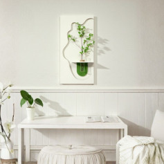 لوحة فنية ديكورجبس انيقة مقاسـ 100 سم باللون الابيض بلمسة خضراء