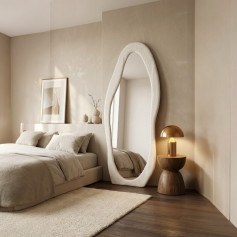 مرايا ديكور طويلة بإطار مخملي تصميم مموج حديث وعصري 170سم بعدة اللوان