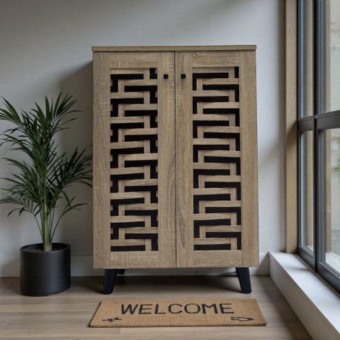 دولاب احذية 2 باب ماليزي حديث وانيق ارتفاع 91 سم بعدة اللوان