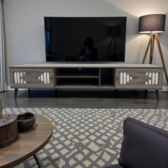 طاولة بلازما ماليزي حديث وانيق خشب بعدة اللوان مقاس200 سم