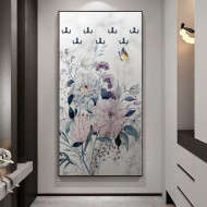 لوحة جدارية وعلاقة بتصميم مزخرف بنمط زهور بفراشة 160سم