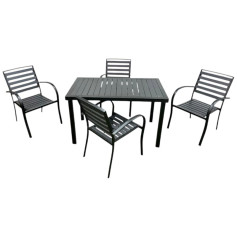 Outdoor dining table with 4 modern and elegant chairs in several colors