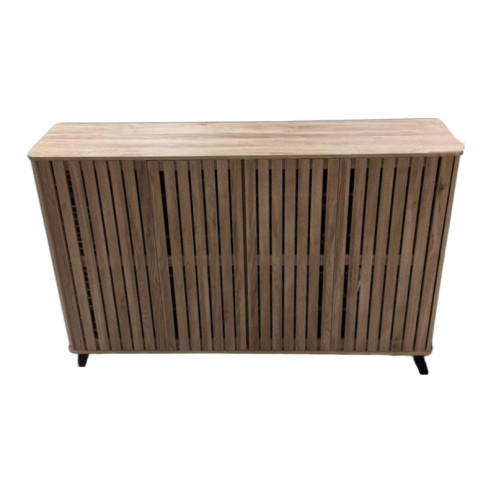 Shoe cabinet, 4-door wooden shoe rack with a longitudinal slat design in several colors