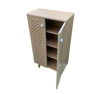 A stylish and modern two-door wooden shoe cabinet available in several colors.