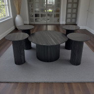 1+4 table set with round top and cylindrical base in black