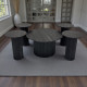 1+4 table set with round top and cylindrical base in black