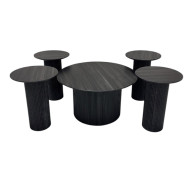1+4 table set with round top and cylindrical base in black