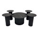 1+4 table set with round top and cylindrical base in black