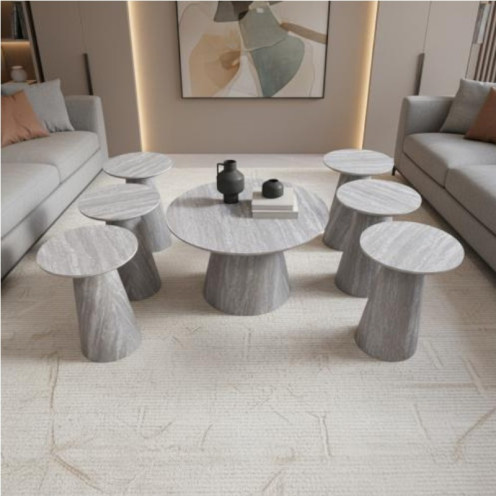 طقم طاولة ضيافة خشب دائري 1 + 6 بعدة اللوان 80سم