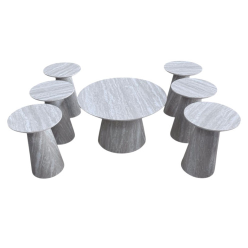 طقم طاولة ضيافة خشب دائري 1 + 6 بعدة اللوان 80سم