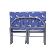 Bed made of durable iron laminated with colored fabric