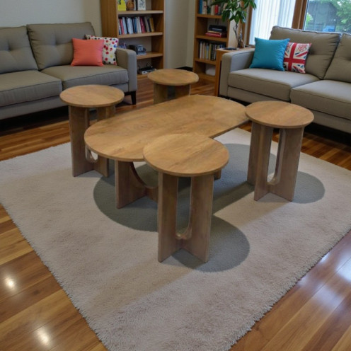 طقم طاولات قهوة خشب فاخر اربع خدمه بعدة الوان