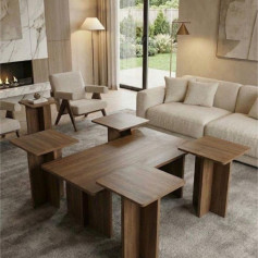 طقم طاولات قهوة مستطيل  خشب فاخر اربع خدمه بعدة الوان