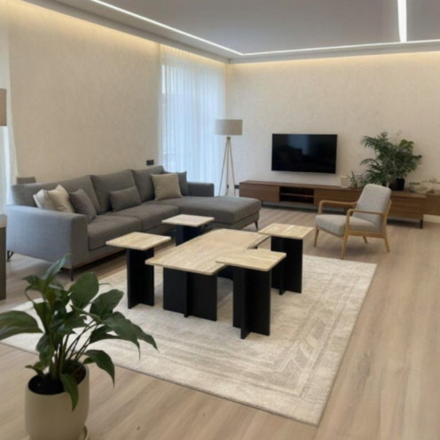 طقم طاولات قهوة مستطيل  خشب فاخر اربع خدمه بعدة الوان