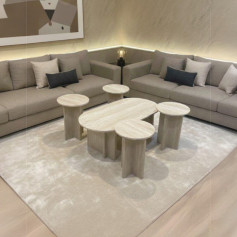 طقم طاولات قهوة بيضاوية الشكل خشب فاخر اربع خدمه بعدة الوان