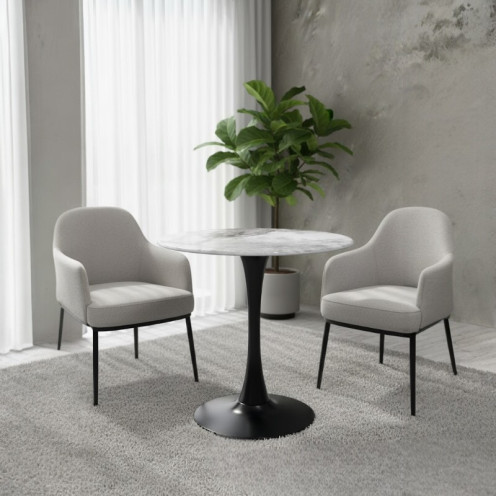 طاولة رخام مفرد مع قاعدة حديثة وفاخرة حديد طويلة اسود – 70×70 سم 