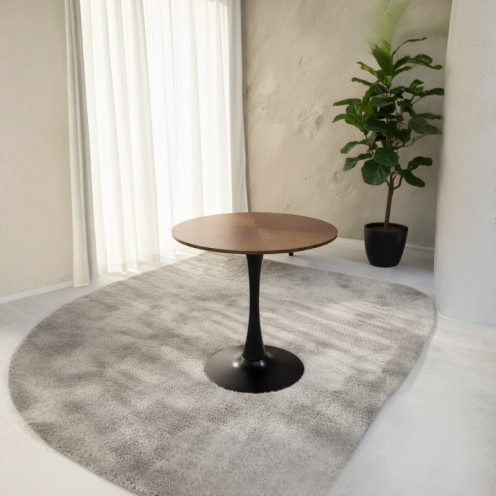 طاولة خشب قشر الجوز مفرد مع قاعدة حديثة اسود – 70×70 سم 