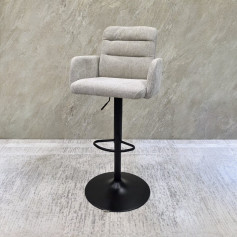 كرسي بار قماش مريح باللون الابيض بقواعد حديد 