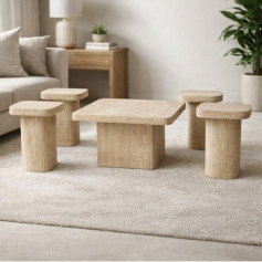 طقم طاولات مجلس خشب بتصميم عصري وأنيق بعدة اللوان 