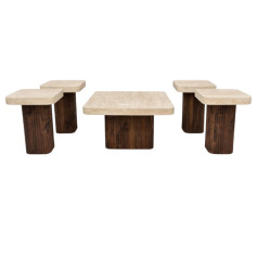 طقم طاولات مجلس خشب بتصميم عصري وأنيق بعدة اللوان 