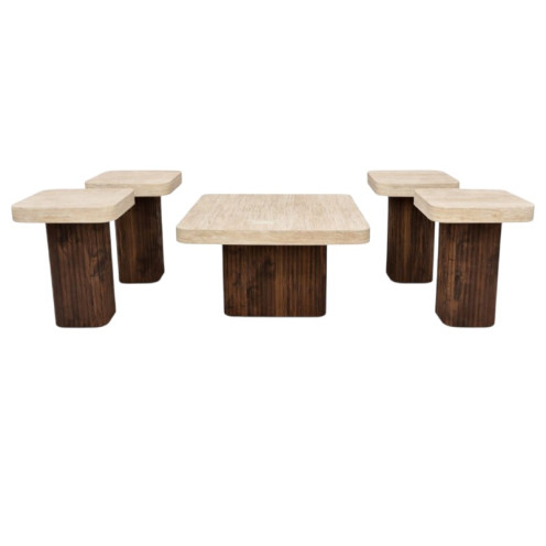 طقم طاولات مجلس خشب بتصميم عصري وأنيق بعدة اللوان 