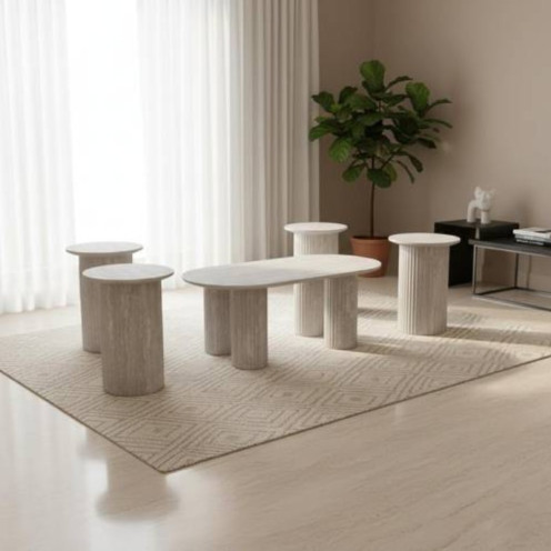 طقم طاولات خشب حديثه وعصرية خدمة دائرية مودرن متعدد الألوان