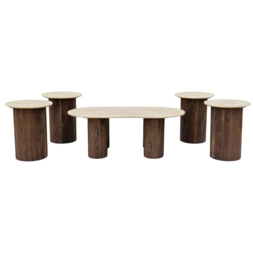 طقم طاولات خشب حديثه وعصرية خدمة دائرية مودرن متعدد الألوان