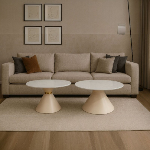 طقم قطعتين سطح بورسلان بقواعد باللون الابيض فاخرة بلمسة ذهبيه