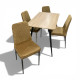 Dining table with a wooden top and 4 velvet chairs, featuring a distinctive design and high quality.