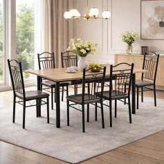 طاولة طعام خشبي بـ6 كراسي عالية الجوده150سم بعدة اللوان