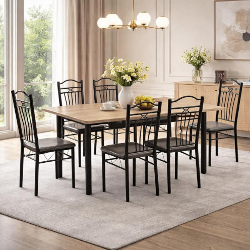 طاولة طعام خشبي بـ6 كراسي عالية الجوده150سم بعدة اللوان